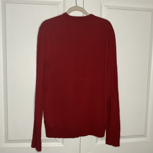 Calvin Klein Extra Fine Merino Sweater Mens XL Red Knit Holiday V-neck Academia - Picture 6 of 8